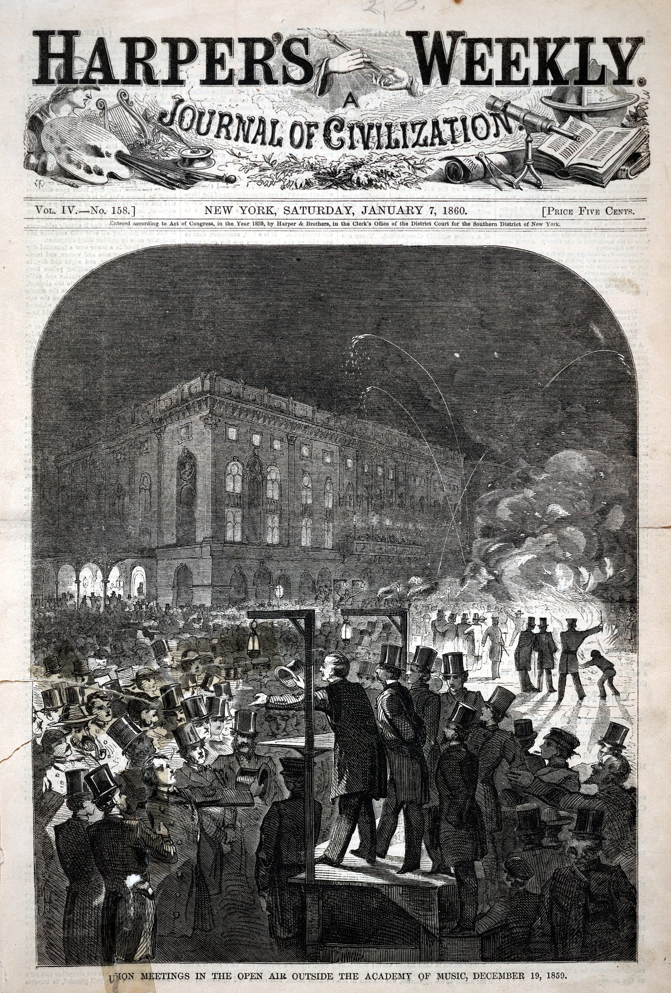 Winslow Homer:Union Meetings in the Open Air Outside the Aca,16x12"(A3)Poster