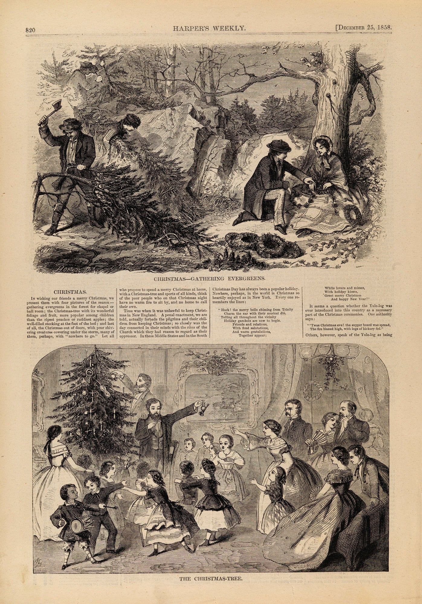 Winslow Homer:Christmas--Gathering Evergreens/The Christmas ,16x12"(A3)Poster