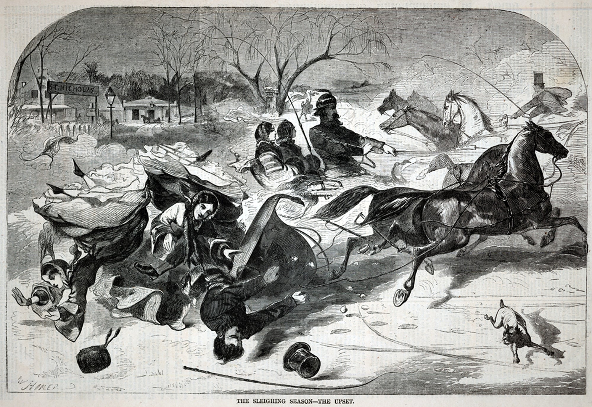 Winslow Homer:The Sleighing Season--The Upset, from Harper's,16x12"(A3)Poster