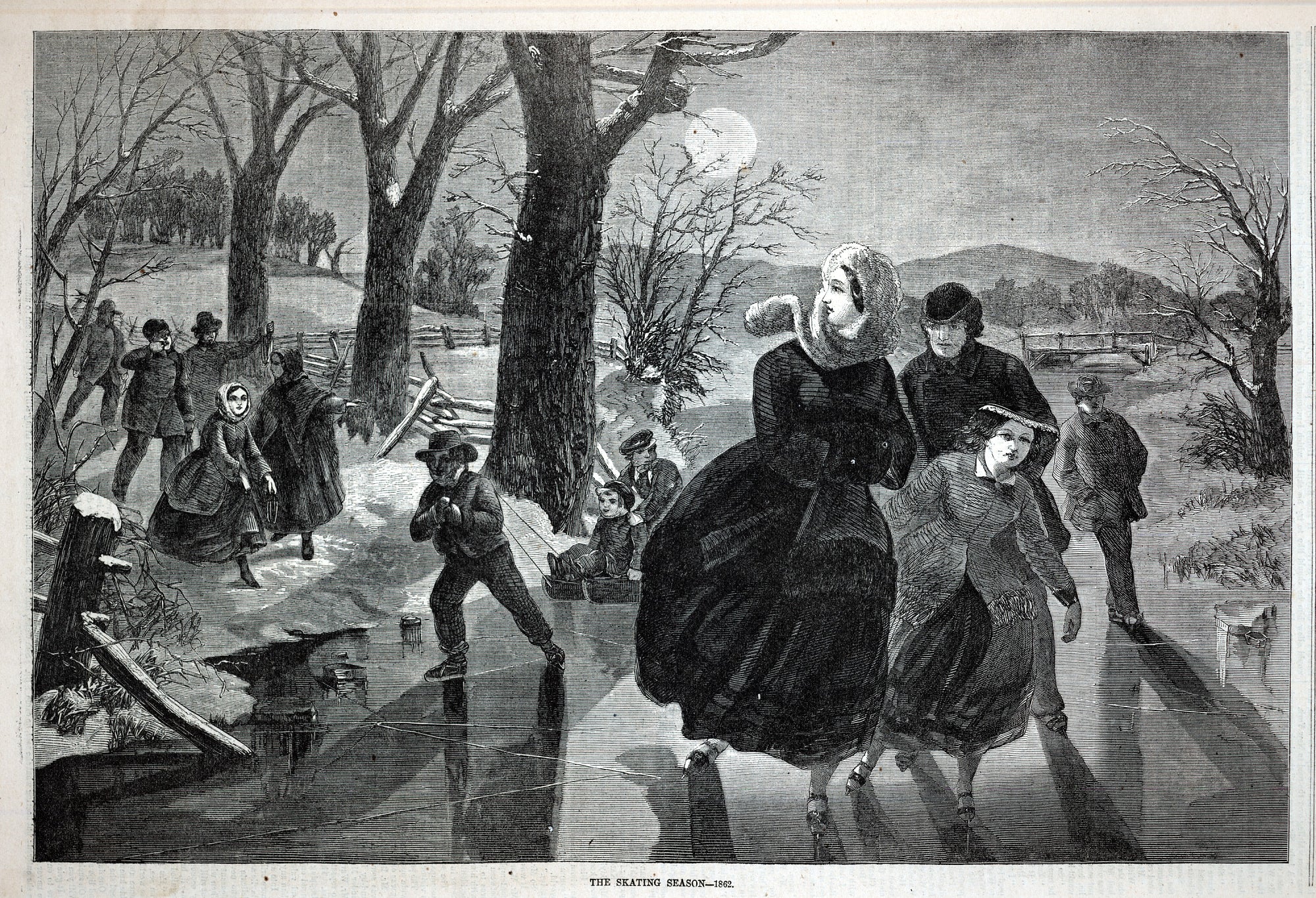 Winslow Homer:The Skating Season--1862, from Harper's Weekly,16x12"(A3)Poster