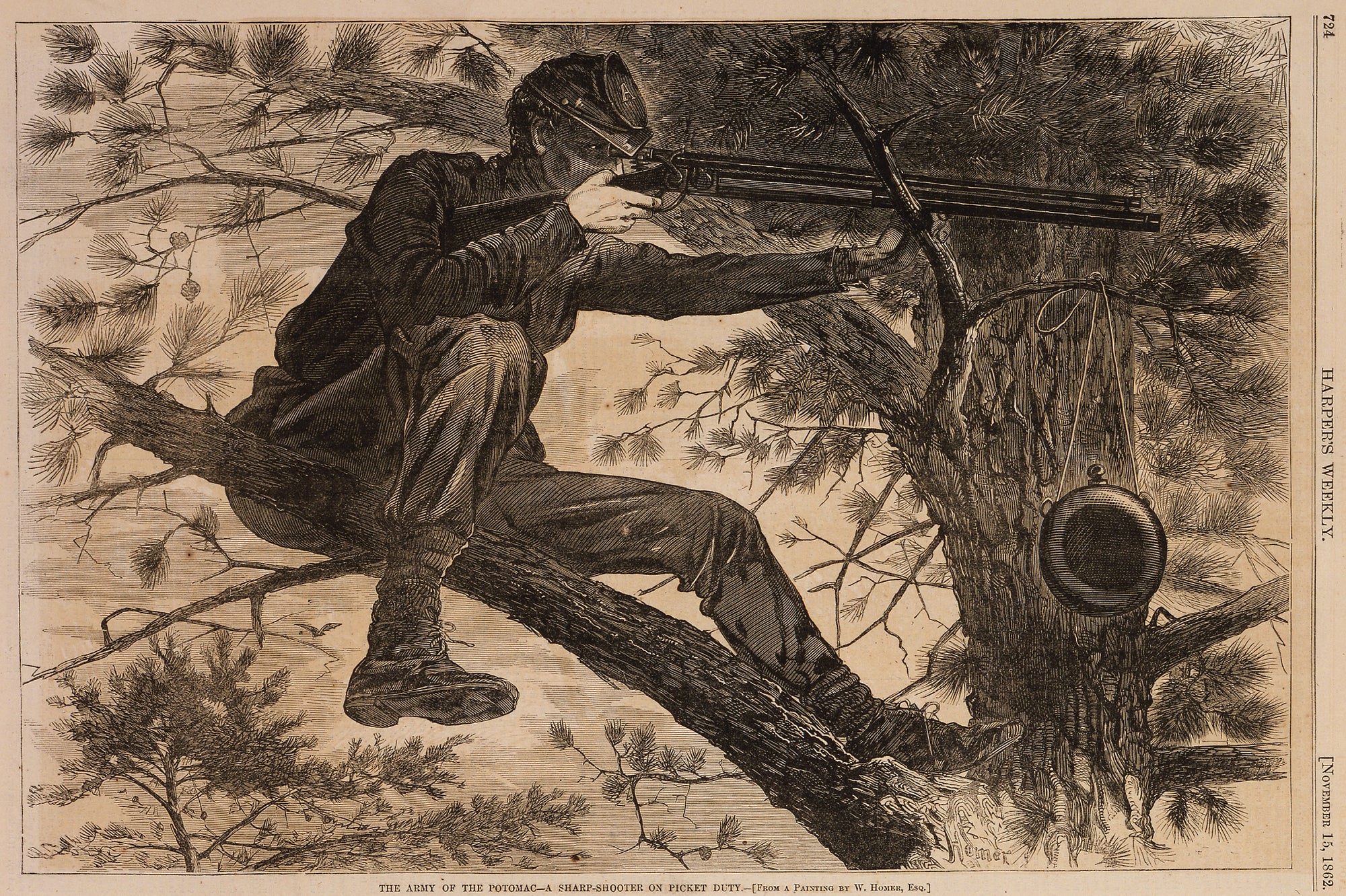 Winslow Homer:The Army of the Potomac--A Sharpshooter on Pic,16x12"(A3)Poster