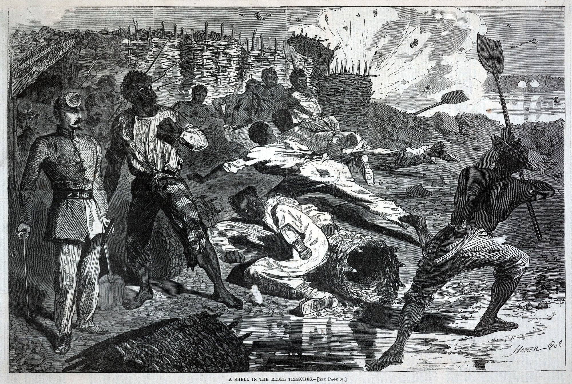 Winslow Homer:A Shell in the Rebel Trenches, from Harper's W,16x12"(A3)Poster