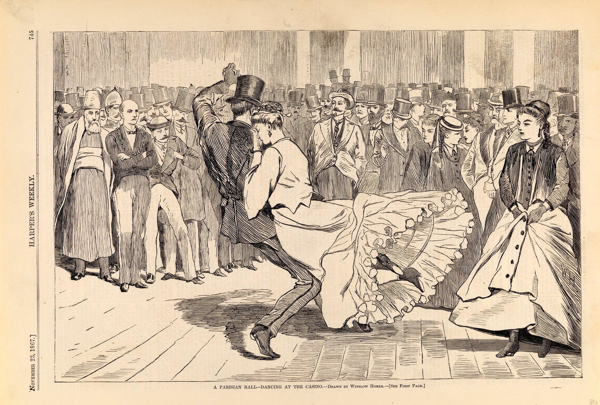 Winslow Homer:A Parisian Ball--Dancing at the Casino, from H,16x12"(A3)Poster