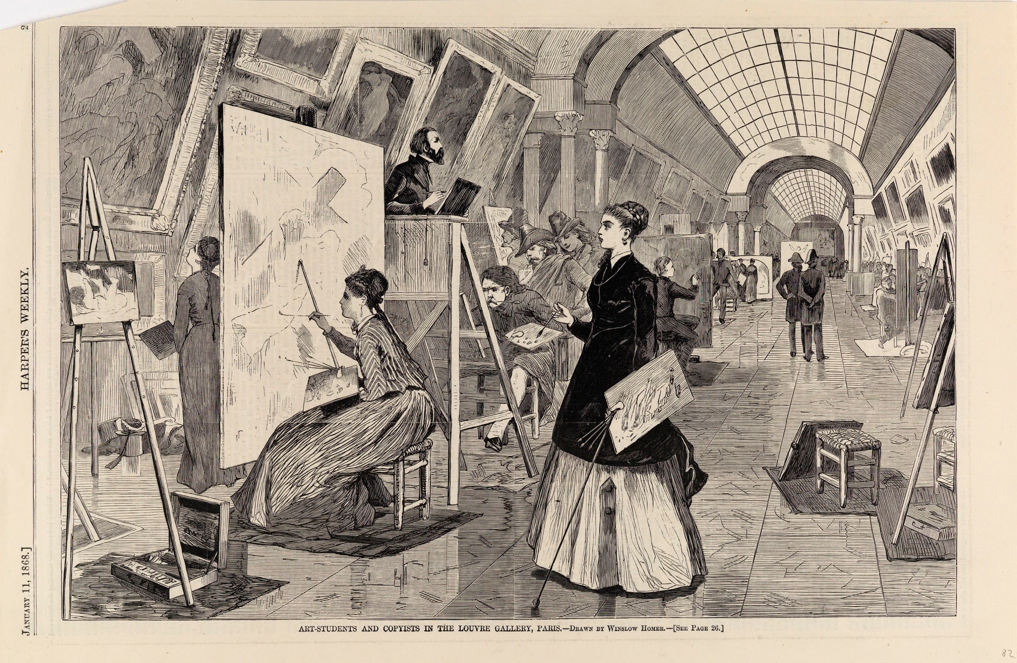 Winslow Homer:Art-students and Copyists in the Louvre Galler,16x12"(A3)Poster