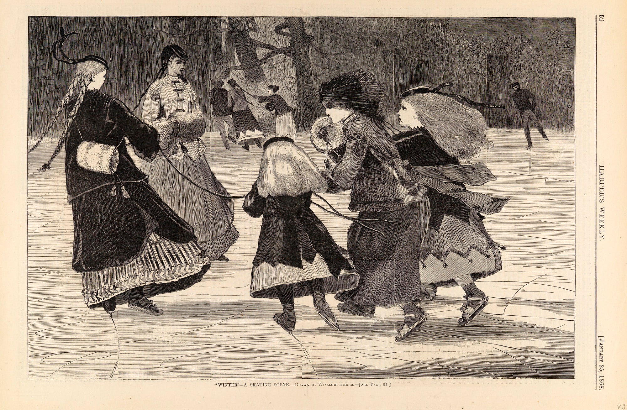 Winslow Homer:"Winter"--A Skating Scene, from Harper's Weekl,16x12"(A3)Poster