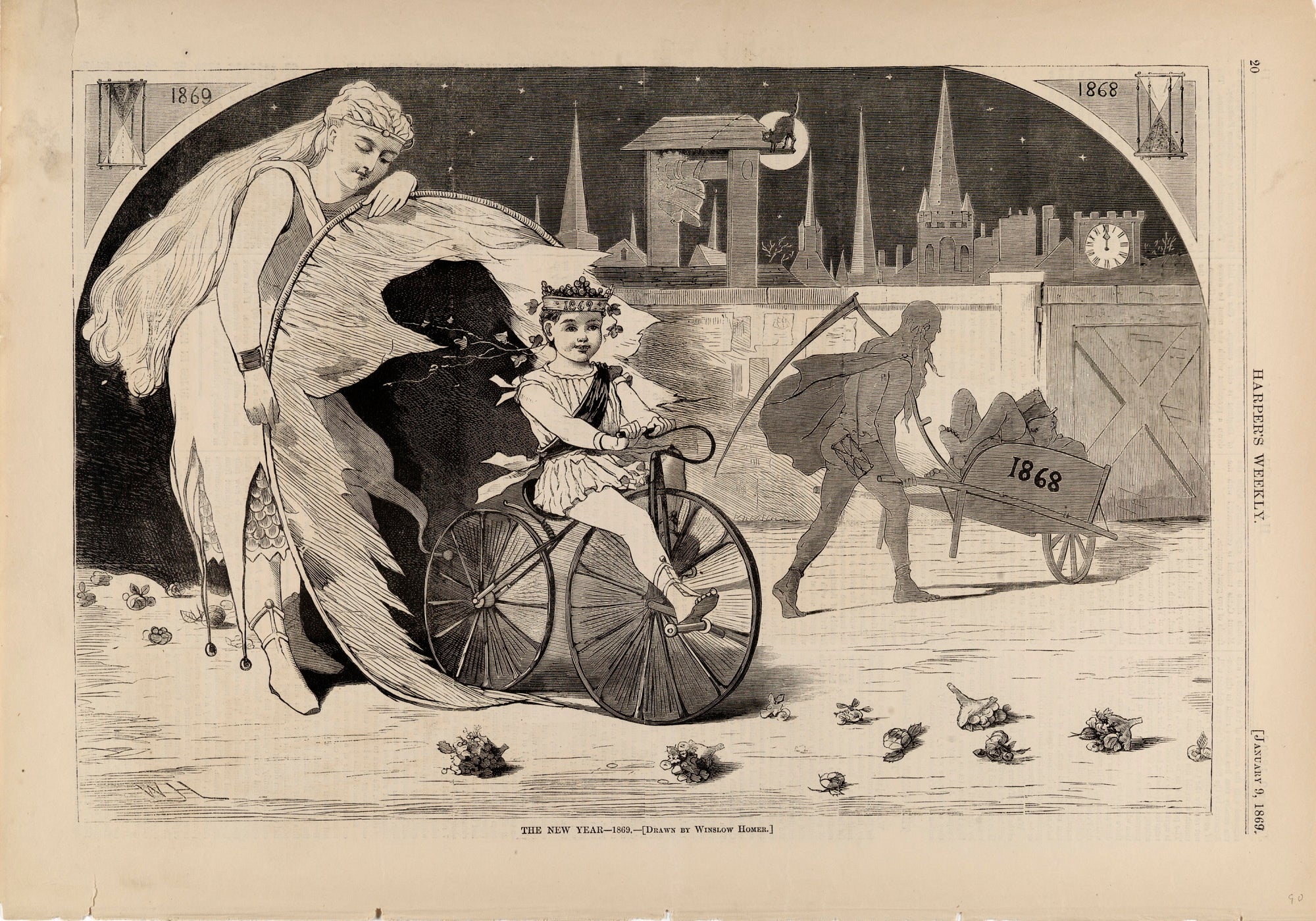 Winslow Homer:The New Year--1869, from Harper's Weekly, Janu,16x12"(A3)Poster