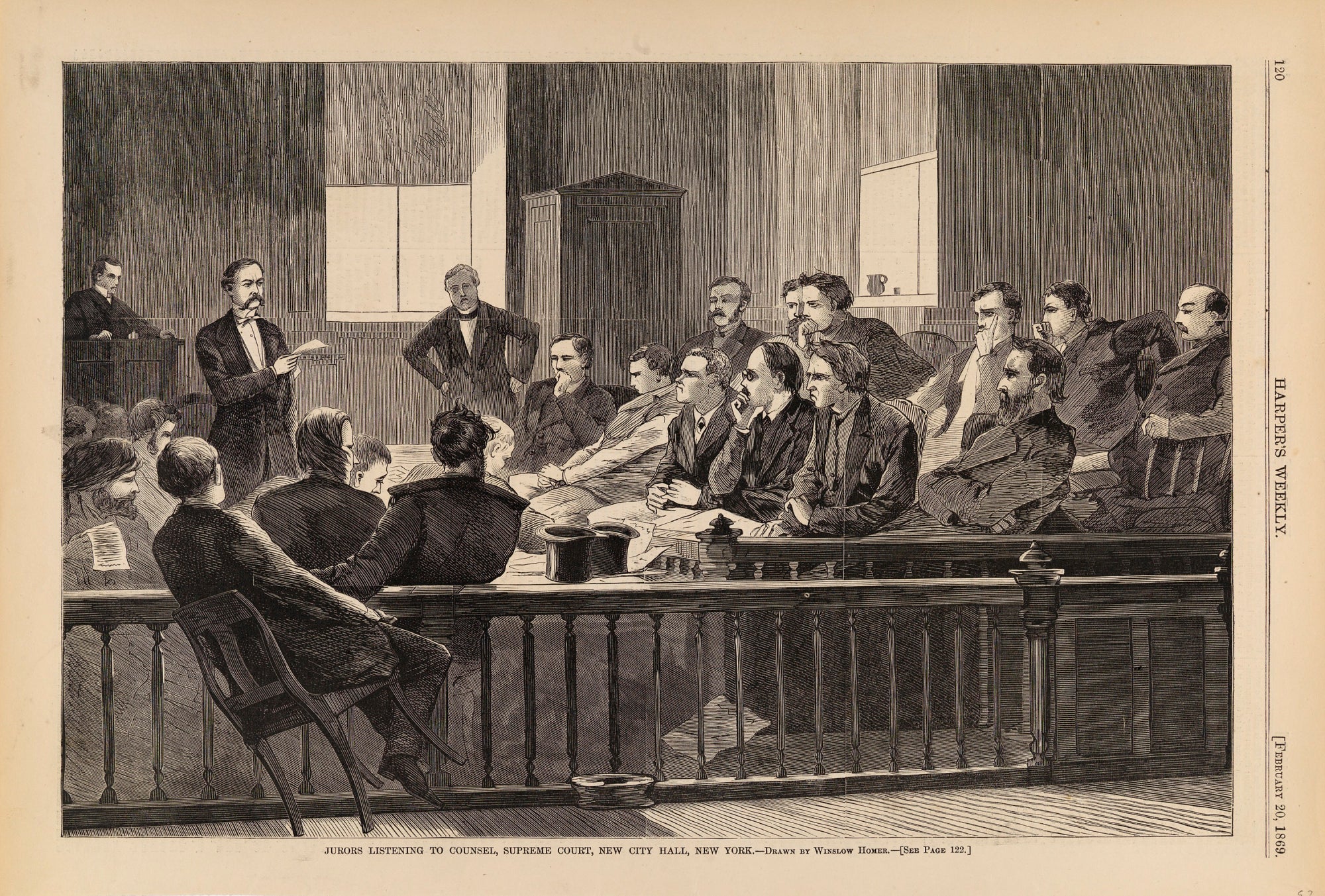 Winslow Homer:Jurors Listening to Counsel, Supreme Court, Ne,16x12"(A3)Poster