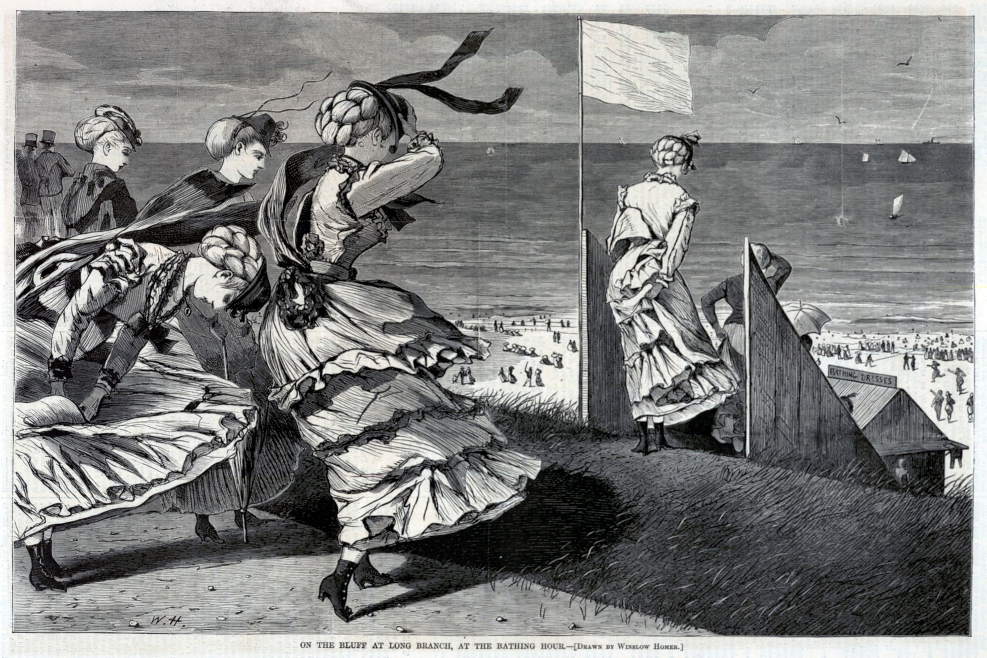 Winslow Homer:On the Bluff at Long Branch, at the Bathing Ho,16x12"(A3)Poster