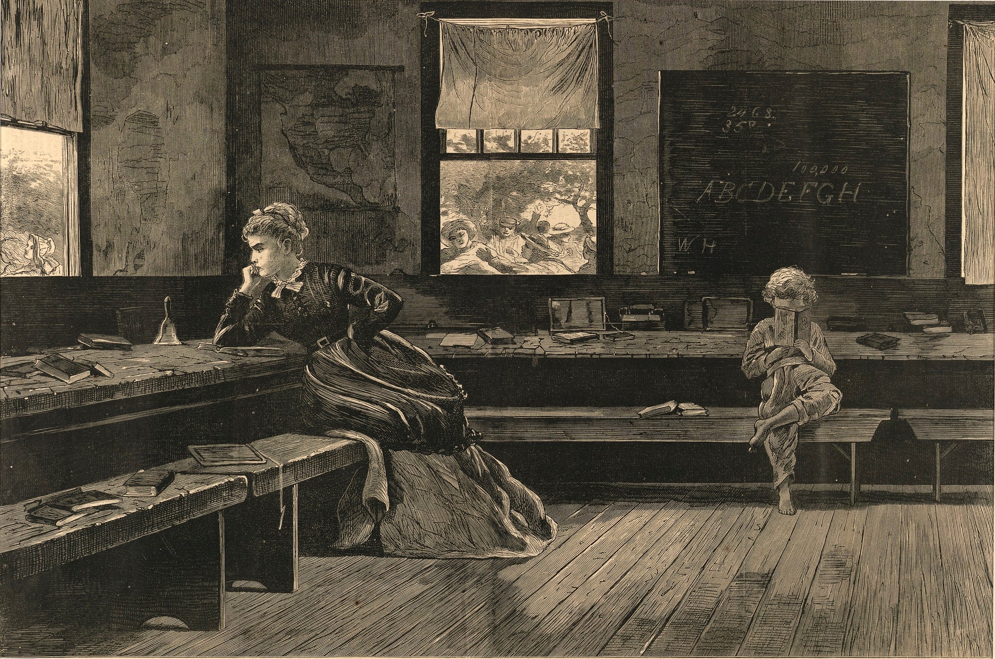 Winslow Homer:The Noon Recess, from Harper's Weekly, June 28,16x12"(A3)Poster