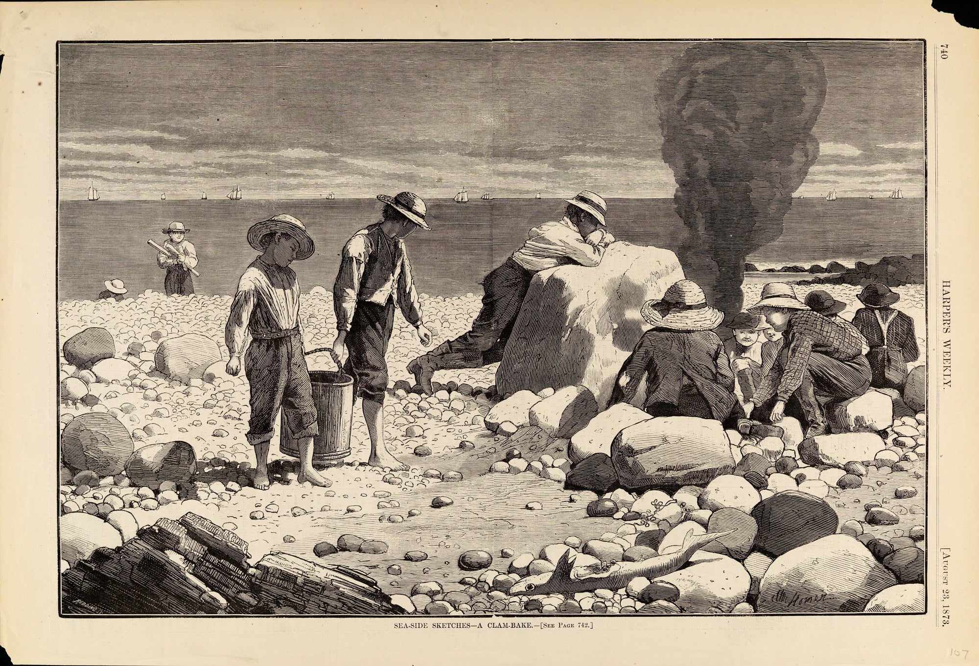 Winslow Homer:Sea-Side Sketches--A Clam-Bake, from Harper's ,16x12"(A3)Poster