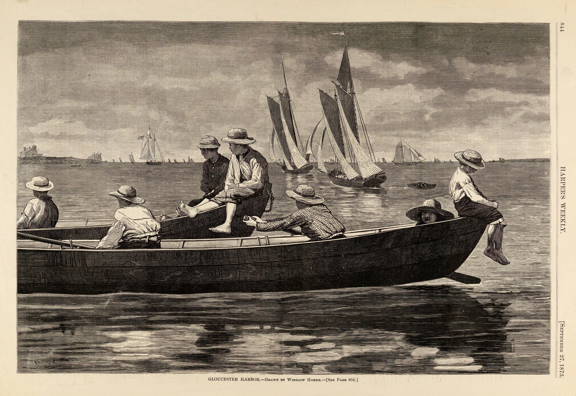 Winslow Homer:Gloucester Harbor, from Harper's Weekly, Septe,16x12"(A3)Poster