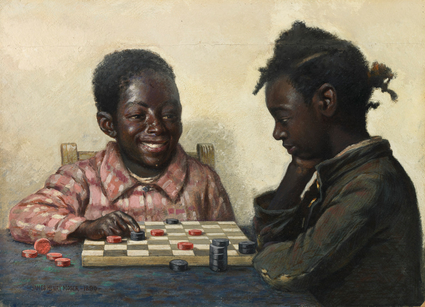 James Henry Moser:Untitled (Two Children Playing Checkers),16x12"(A3)Poster