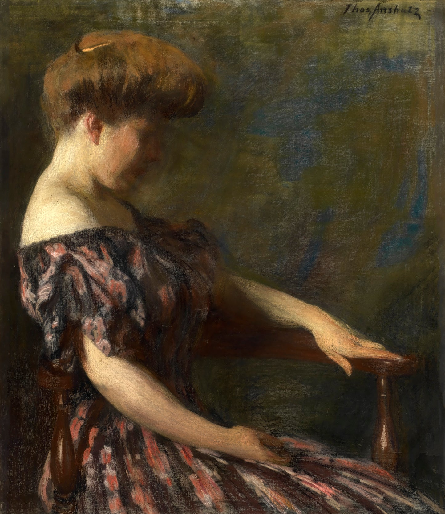 Thomas Anshutz:A Flowered Gown,16x12"(A3)Poster
