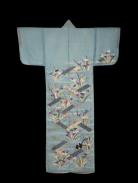 Summer Robe with Irises and Plank Bridges mid-19th cent,16x12"(A3)Poster