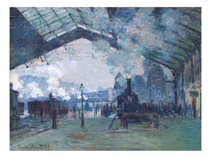 Claude Monet - ST Lazare Train Station, Paris [1877], vintage art, A3 (16x12
