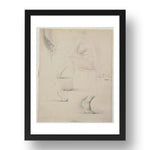 Salvador Dalí: Studies of a Nude, modernist artwork, A3 Size Reproduction Poster Print in 17x13" Black Frame