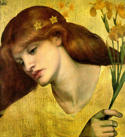 Sancta Lilias, 1874 by Dante Gabriel Rossetti, pre-Raphaelite artist, 12x8" (A4) Poster