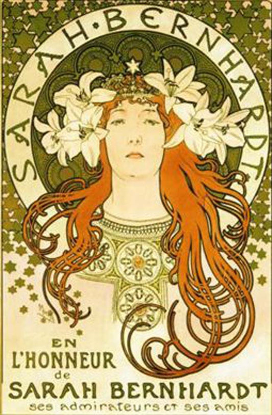 Sarah Bernhardt Mucha vintage artwork by Alphonse Mucha, 16x12" (A3 size) poster print