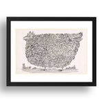 Saul Steinberg: Hen, modernist artwork, A3 Size Reproduction Poster Print in 17x13" Black Frame