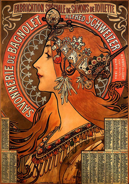 Savonnerie de bagnolet Alfons Mucha vintage artwork by Alphonse Mucha, 16x12" (A3 size) poster print