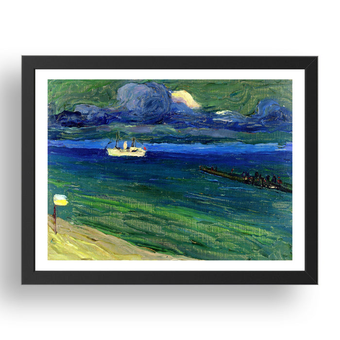Seascape with Steamer 1906 by Wassily Kandinsky, 17x13