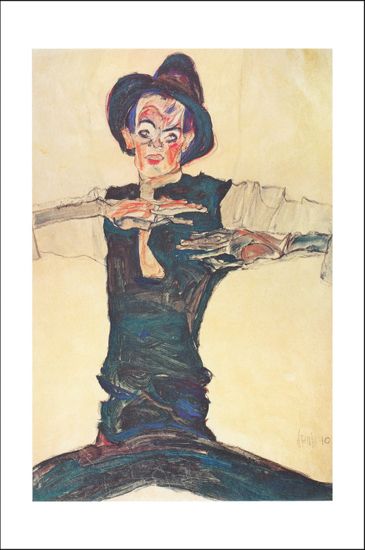 Selbstbildnis_mit_braunem_Hut _-_ 1910 by Egon Schiele, 12x8" (A4) Poster Print