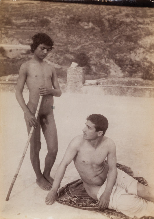 Sicilian Youths, ca. 1900 by Wilhelm von Gloeden, histoic photo, 16x12" (A3) Poster Print