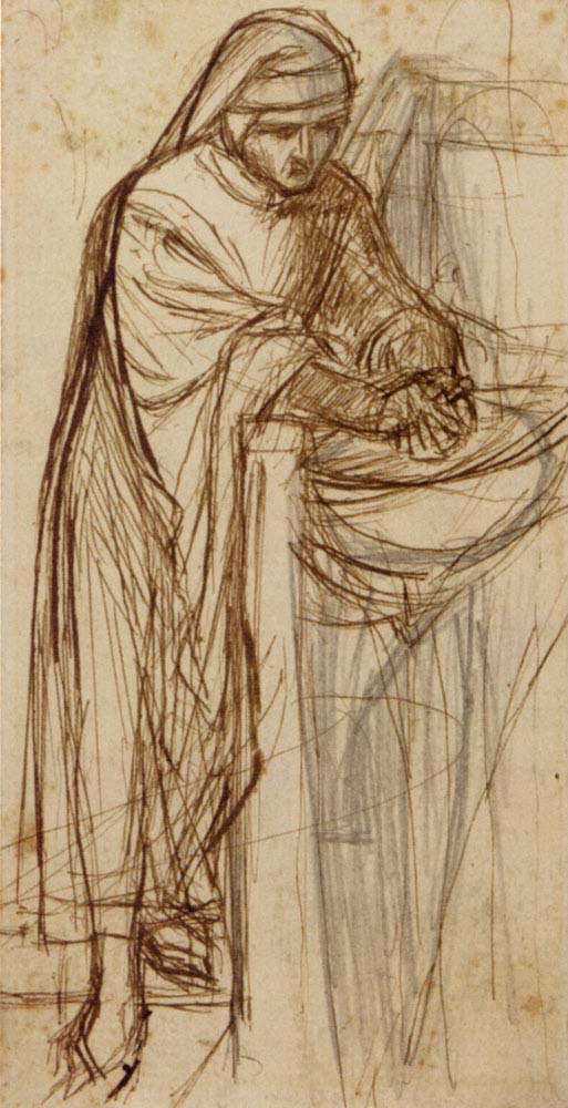 Dante At Verona by Dante Gabriel Rossetti, English Pre-Raphaelite Painter,16x12"(A3) Poster Print
