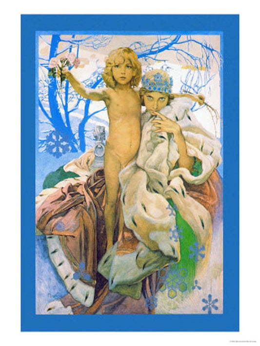 Snow queen and child vintage artwork by Alphonse Mucha, 16x12" (A3 size) poster print