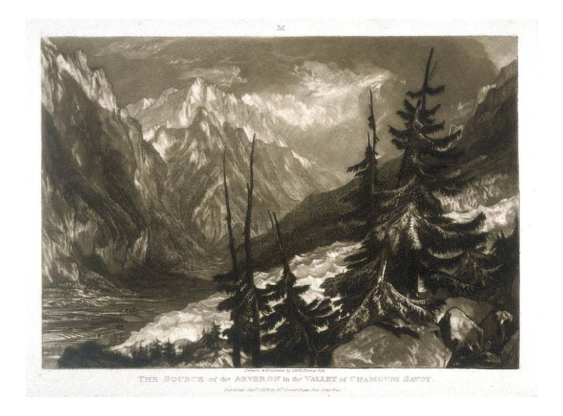 Source of the Arveron in the Valley of Chamouni, Savoy, 1816 by John Mallord William Turner RA, 12x8"(A4) Poster