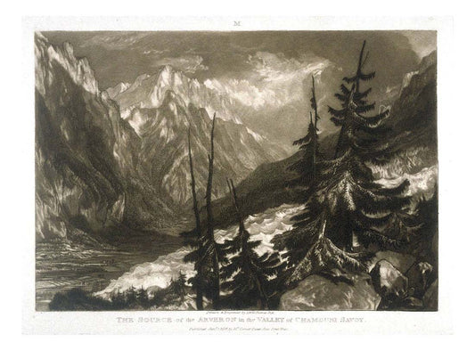 Source of the Arveron in the Valley of Chamouni, Savoy, 1816 by John Mallord William Turner RA, 12x8"(A4) Poster