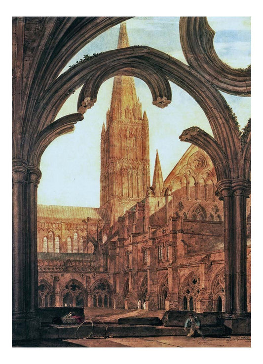 South View from the Cloisters, Salisbury Cathedral, 1802 by John Mallord William Turner RA, 12x8"(A4) Poster