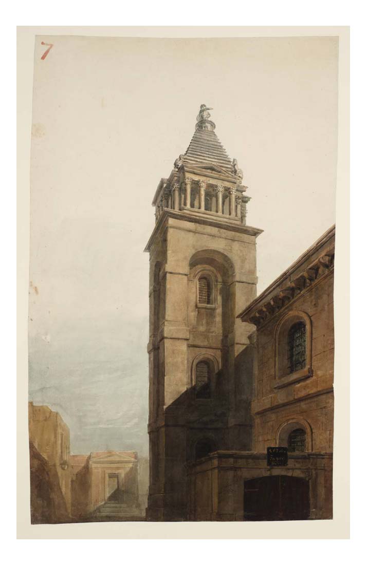 St George's Church, Bloomsbury, London, 1810 by John Mallord William Turner RA, 12x8"(A4) Poster