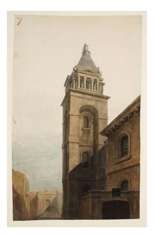 St George's Church, Bloomsbury, London, 1810 by John Mallord William Turner RA, 12x8"(A4) Poster