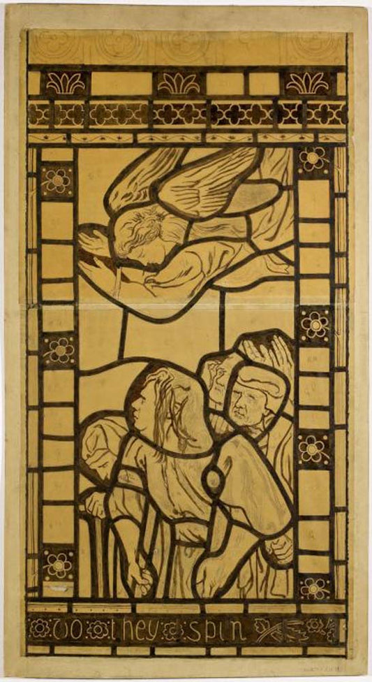 Stained Glass Cartoon - Sermon on The Mount III, 1861 by Dante Gabriel Rossetti, pre-Raphaelite artist, 12x8" (A4) Poster