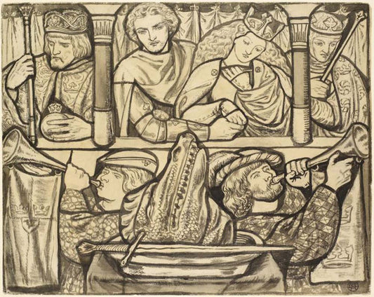 Stained Glass  - St George&the Dragon 1861 by Dante Gabriel Rossetti, English Pre-Raphaelite Painter,16x12"(A3) Poster Print