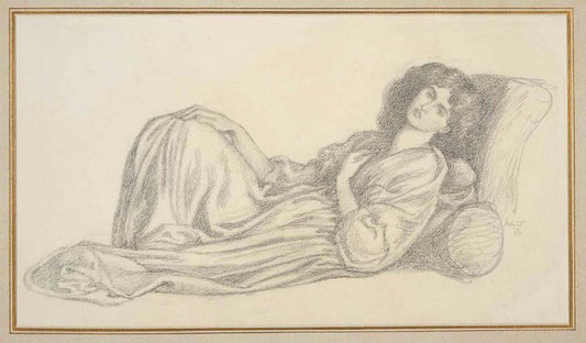 Jane Morris Reclining, 1870 by Dante Gabriel Rossetti, English Pre-Raphaelite Painter,16x12"(A3) Poster Print
