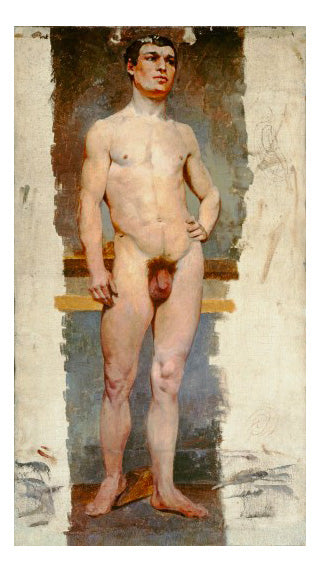 Study of a Male Nude (1885-1887)A4 vintage artwork by Alphonse Mucha, 12x8" (A4 size) poster print