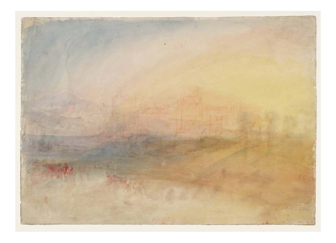 Sunrise over a Ruined Castle, probably Ashby-de-la-Zouche, Leicestershire, 1830 by John Mallord William Turner RA, 12x8"(A4) Poster