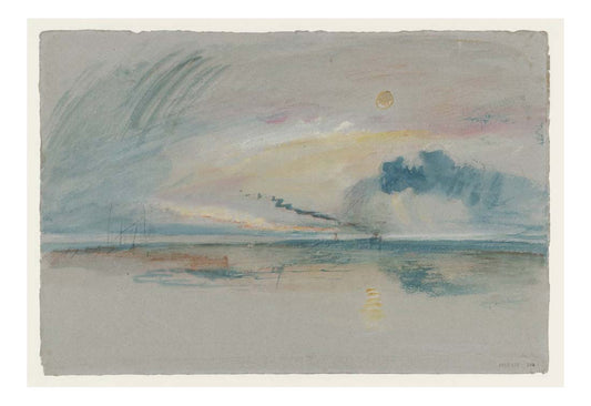Sunset, with Smoke from a Distant Steamer, 1840 by John Mallord William Turner RA, 12x8"(A4) Poster