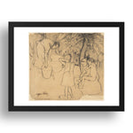 Suzanne Valadon: Drawing for the drypoint Children's Bath in the Garden, modernist artwork, A3 Size Reproduction Poster Print in 17x13" Black Frame