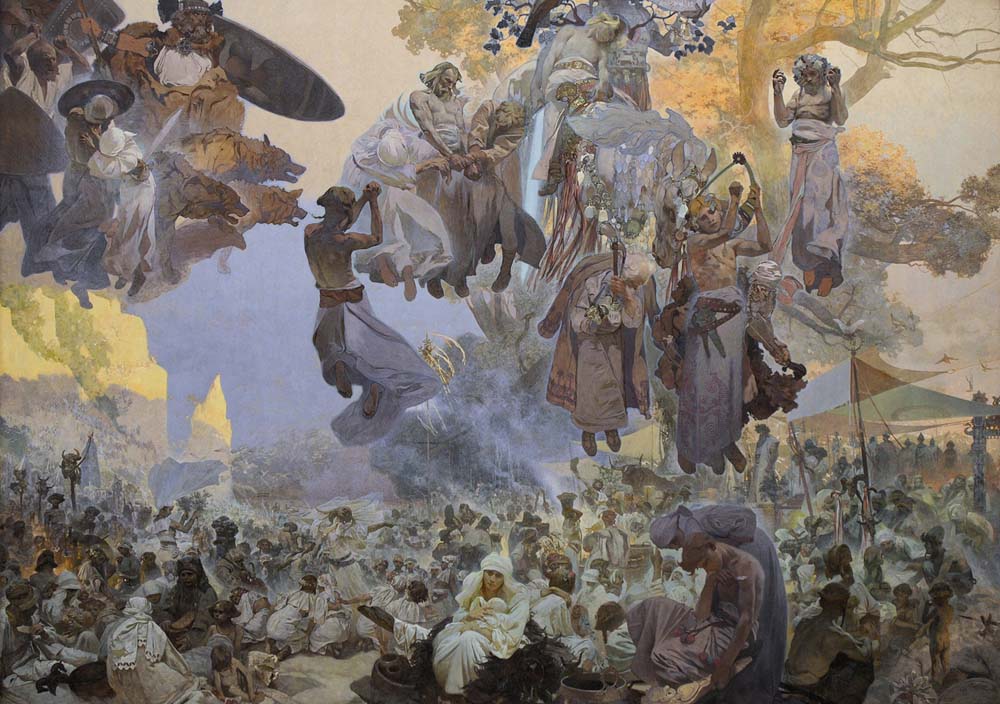 Svetovid Celebration in Rügen - Alfons Mucha vintage artwork by Alphonse Mucha, 12x8" (A4 size) poster print