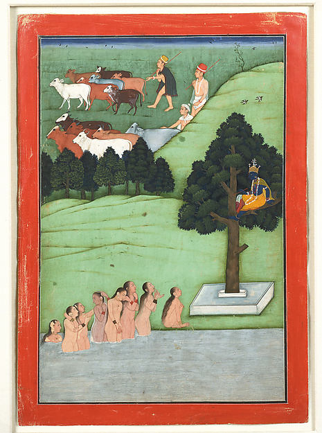 The Gopis Pleading with Krishna to Return Their Clothes: Folio,16x12"(A3)Poster