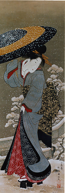 Beauty in Snow-Utagawa Kunimasa,16x12"(A3)Poster