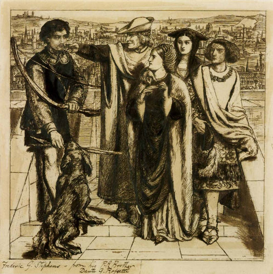 Taurello's First Sight of Fortune, 1849 by Dante Gabriel Rossetti, English Pre-Raphaelite Painter,12x8"(A4) Poster Print