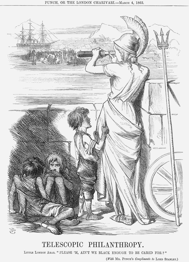 Telescopic Philanthropy by John Tenniel 'White Saviour' complex 19th century, Punch magazine,16x12(A3) Poster