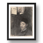 Théo Van Rysselberghe: Self Portrait, modernist artwork, A3 Size Reproduction Poster Print in 17x13" Black Frame