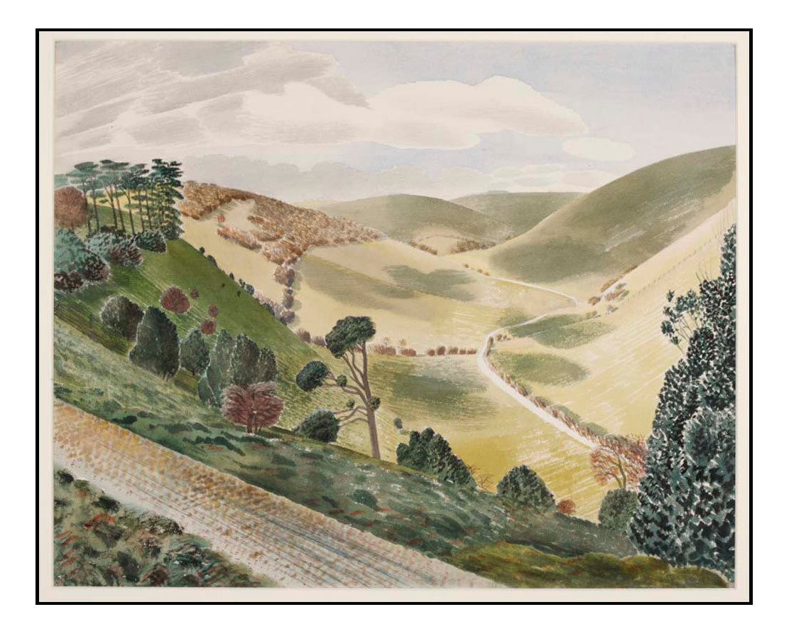 The CauseWay-Wiltshire Downs 1939 by Eric Ravilious - A4 Poster