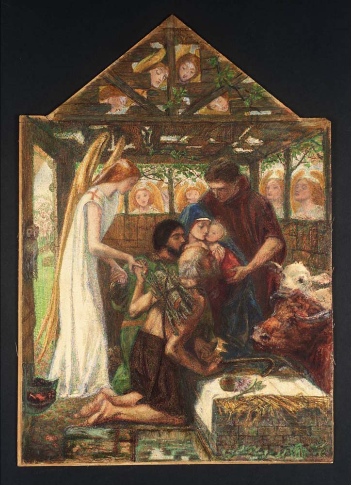 The Adoration, 1858-64 by Dante Gabriel Rossetti, pre-Raphaelite artist, 12x8" (A4) Poster