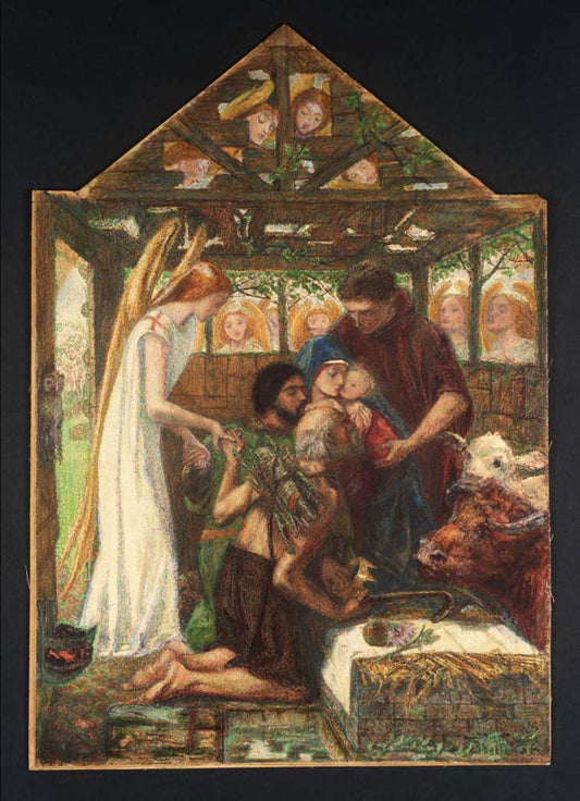 The Adoration, 1858-64 by Dante Gabriel Rossetti, pre-Raphaelite artist, 12x8" (A4) Poster